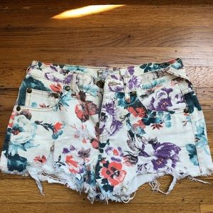 Free People Floral Jean Shorts